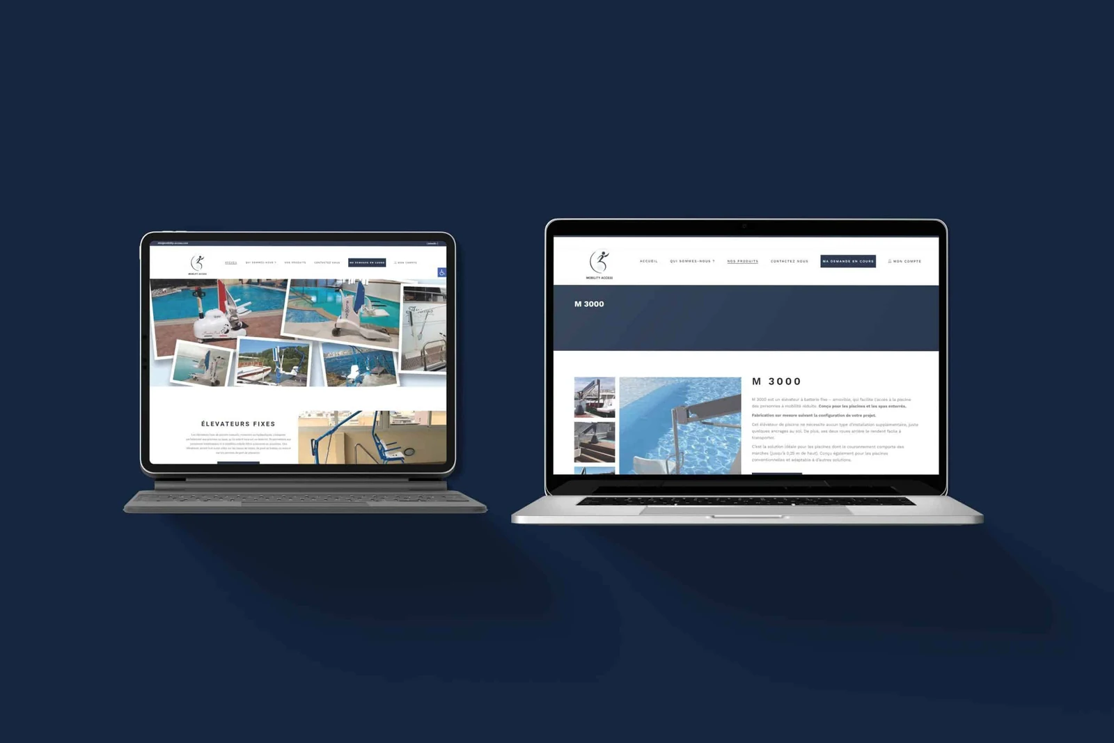 Pages du site Mobility Access sur tablette et ordinateur portable