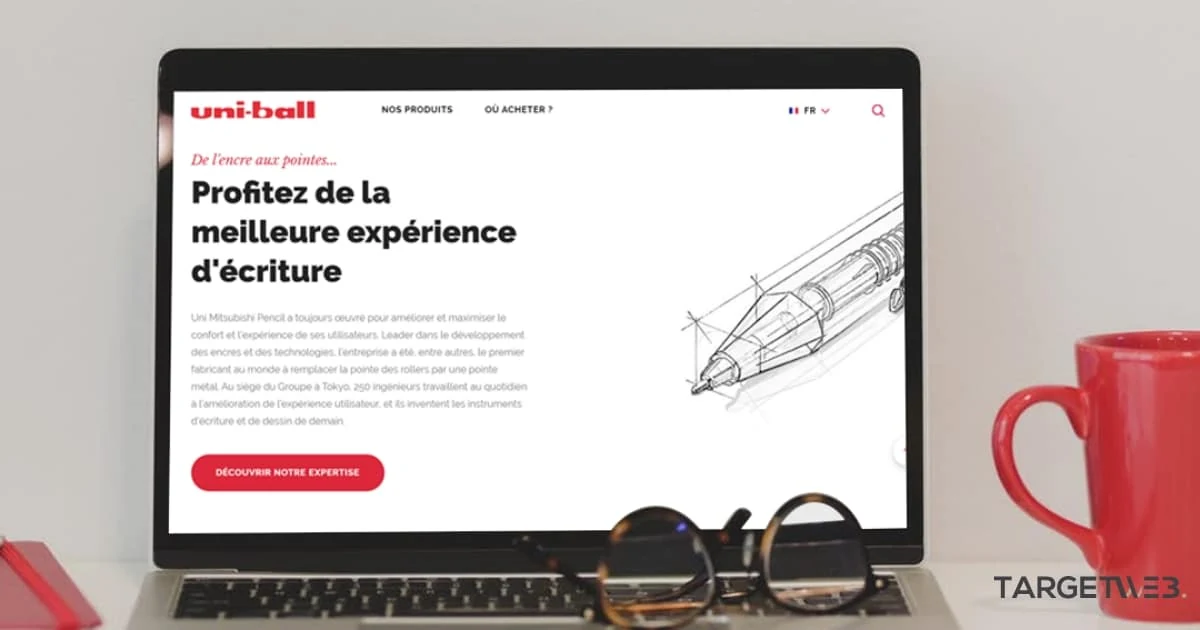 Accueil du site Uni-ball sur ordinateur