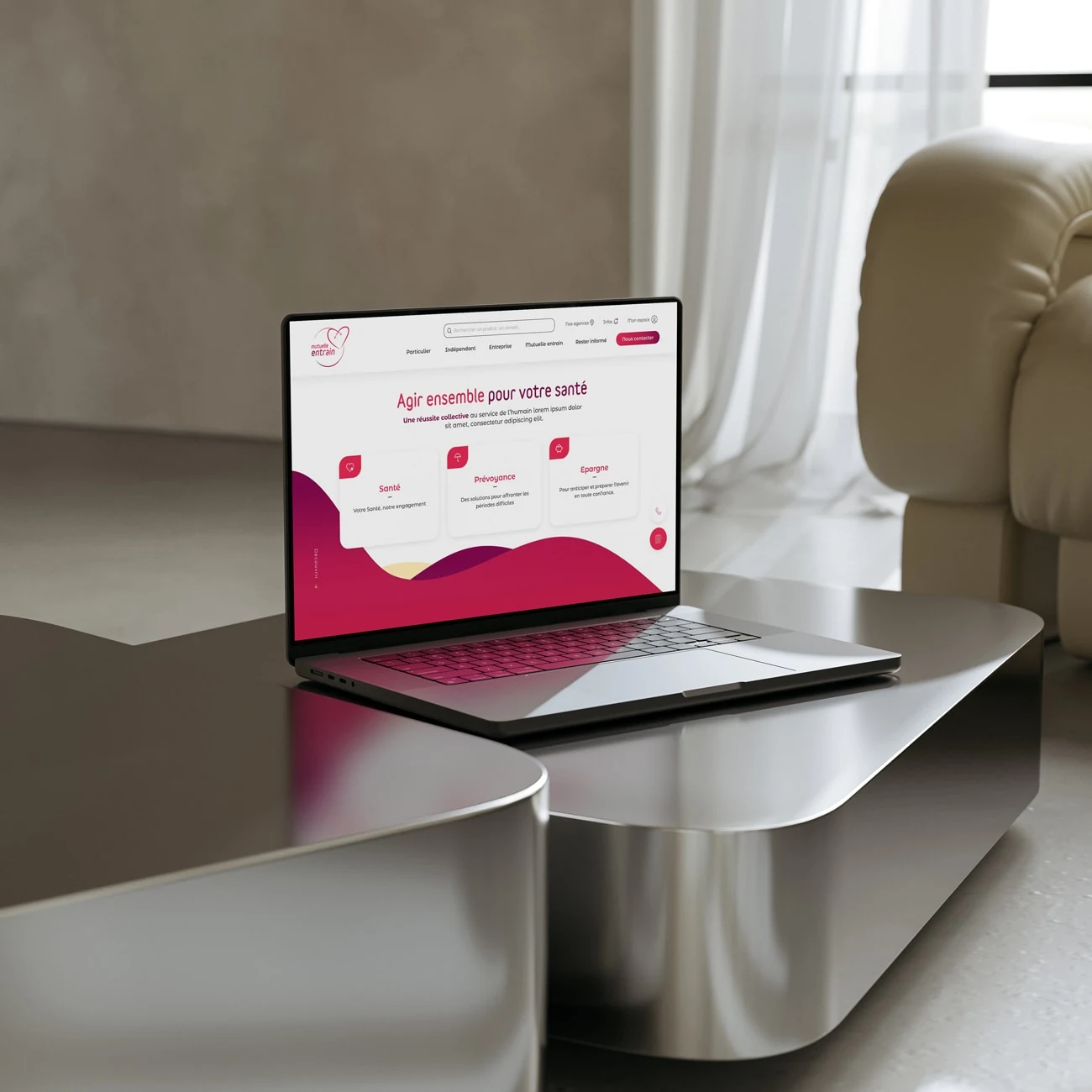 Site Mutuelle Entrain présenté sur tablette