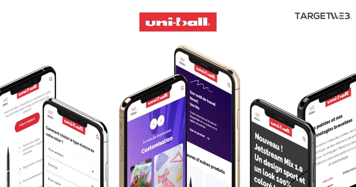 Pages du site Uni-ball sur téléphones