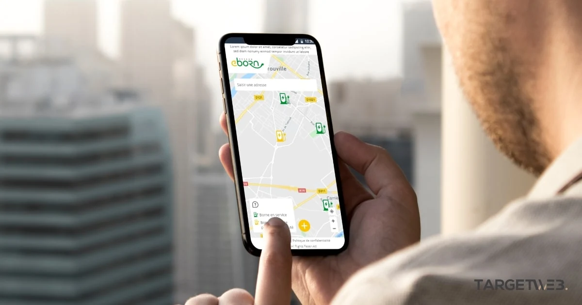 Carte interactive du projet Easy Charge sur téléphone