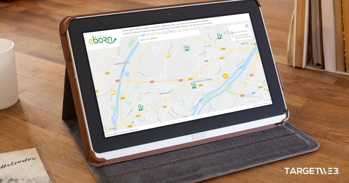 Carte interactive du réseau eborn sur tablette, projet Easy Charge