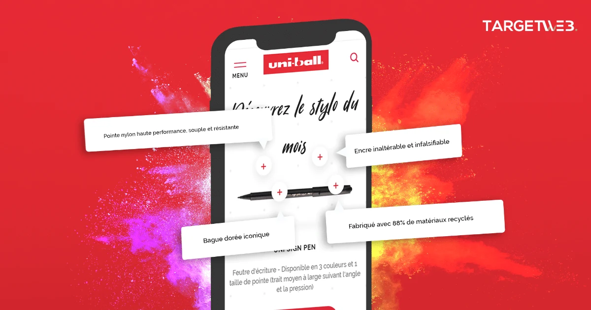 Composition des interfaces du site Uni-ball
