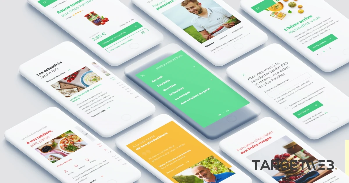 Pages du site Jardin BiO étic sur tablette et téléphone