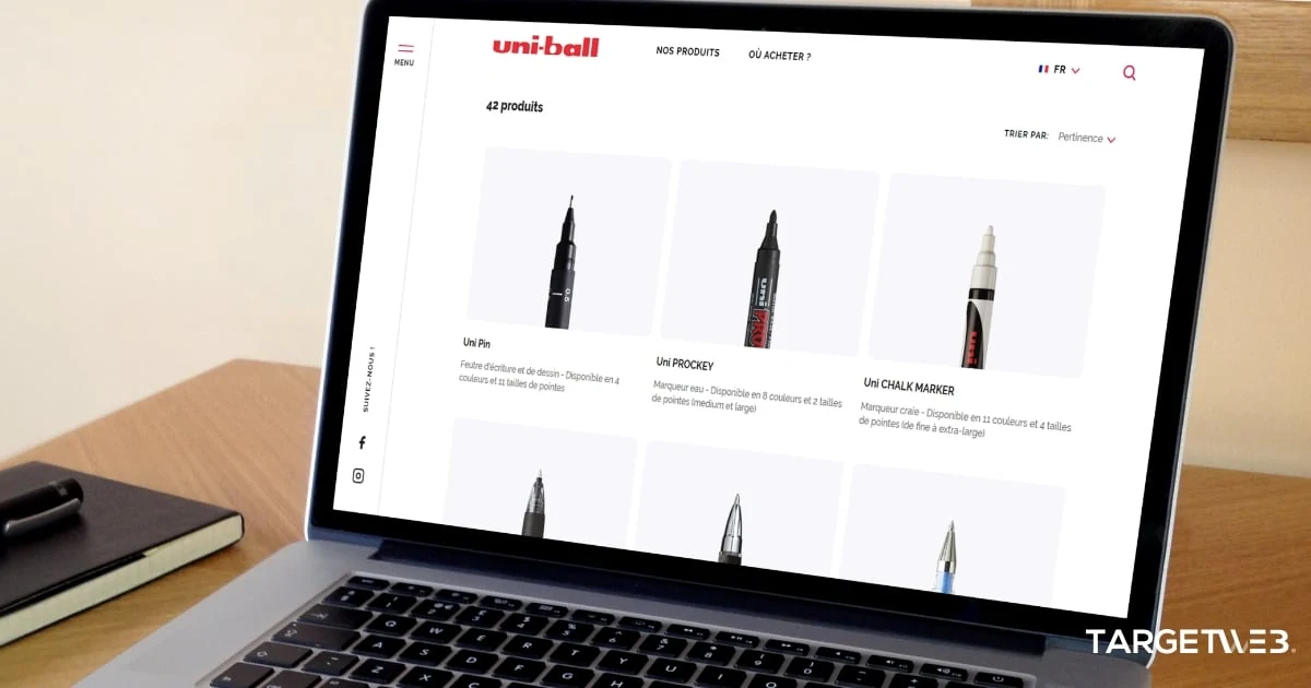 Catalogue Uni-ball sur ordinateur portable