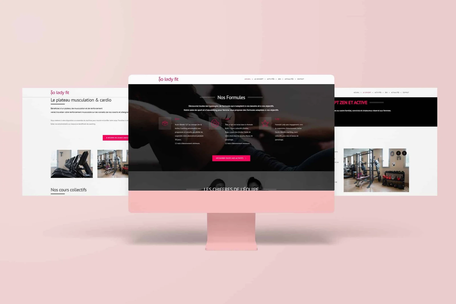 Pages du site So Lady Fit présentées sur ordinateur