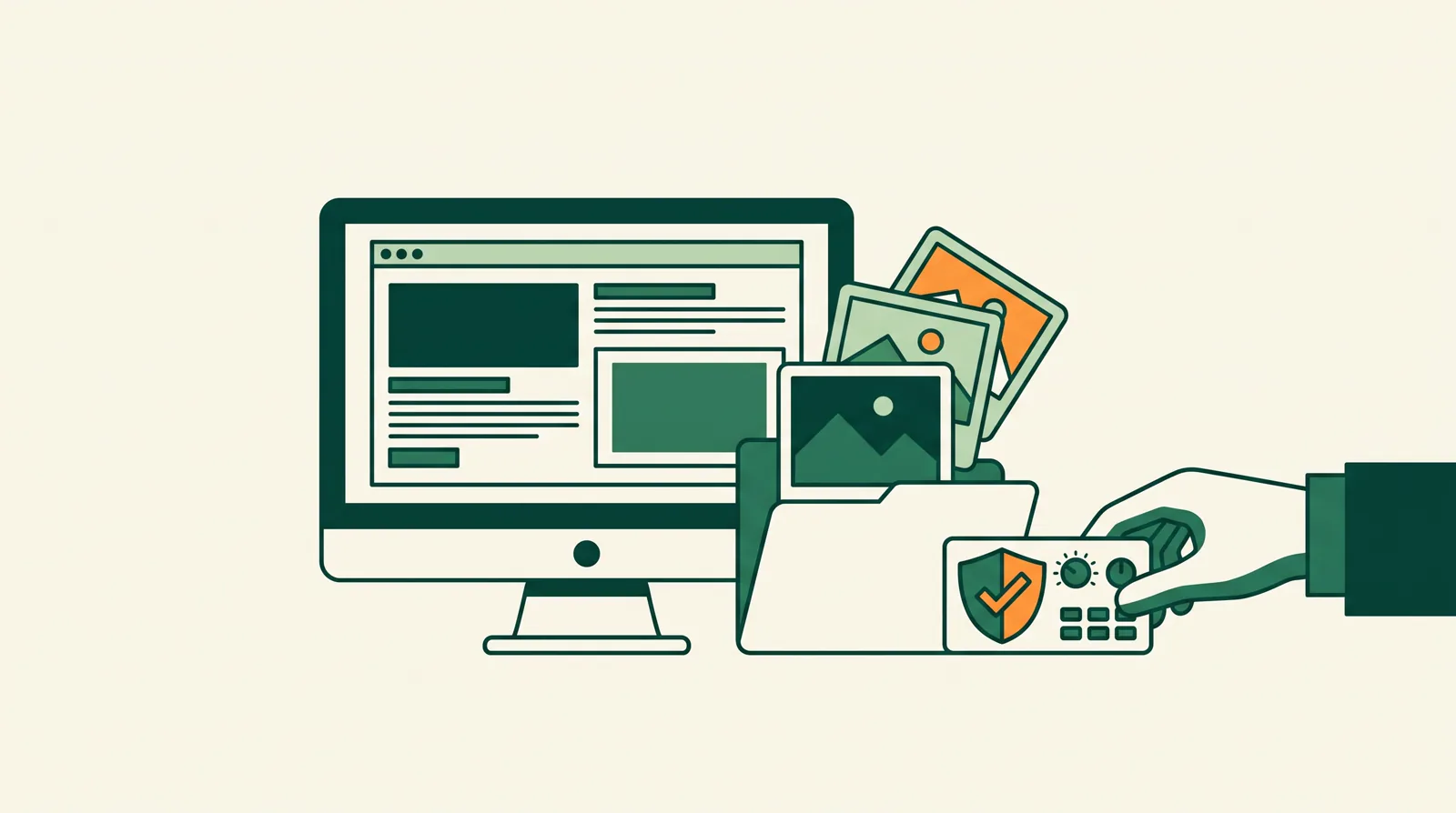 Illustration éditoriale du suivi et de la protection d'un site web