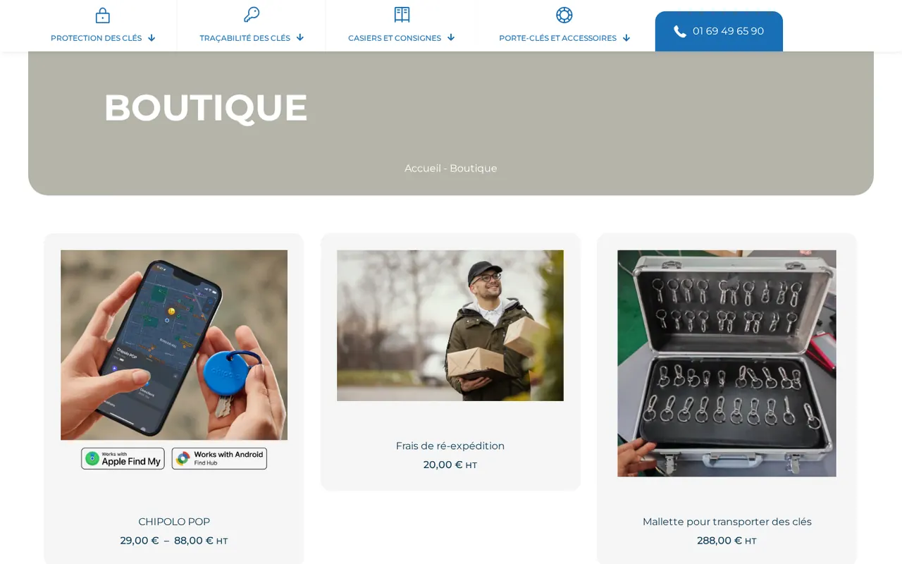 Boutique en ligne Gesclés et ses familles de produits.