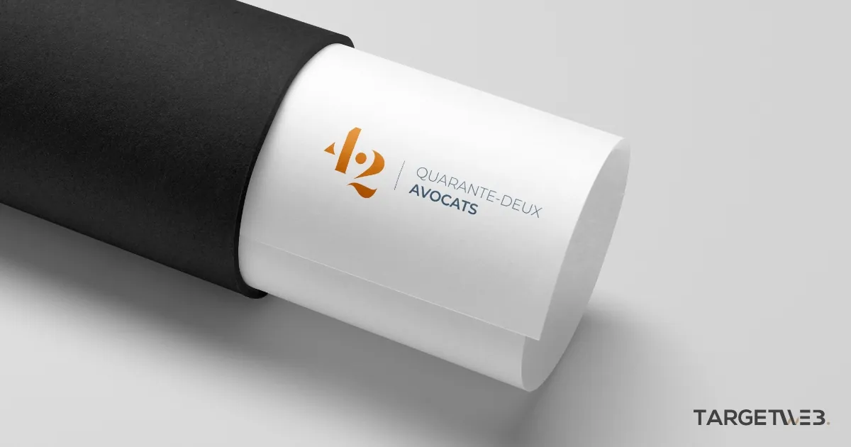 Logo du cabinet 42 Avocats mis en situation sur un support blanc