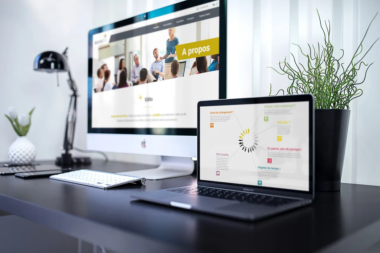 Présentation du site Axantis sur ordinateur
