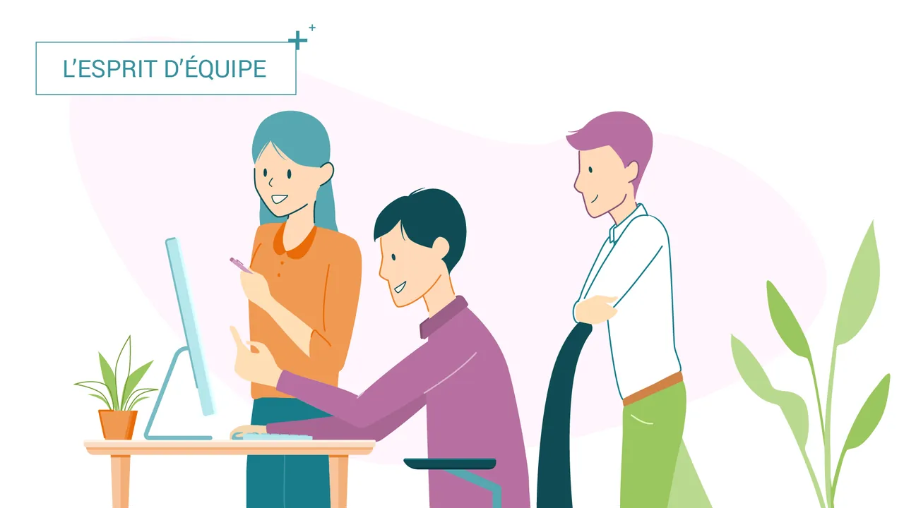 Scène illustrée sur l’esprit d’équipe, créée pour Axantis